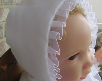 White Satin and lace bonnet