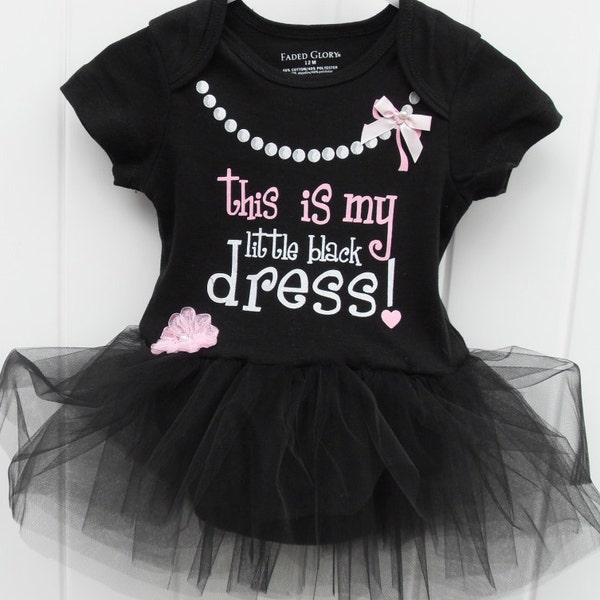 FREE SHIPPING My little black dress bodysuit with black tulle tutu