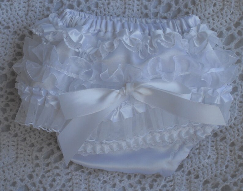 White Satin Baby Diaper Cover With Lace Etsy