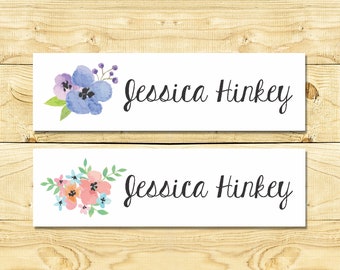 50 Two Lines Text Personalised Iron On School Work Office Uniform Name Labels