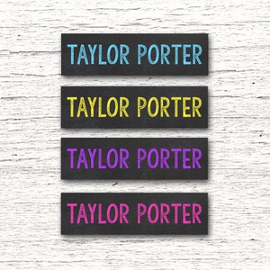 Sticker Labels Variety Pack | Skinny Circle Labels, Iron on Labels, Waterproof Decals for School Daycare and Camp | Girl Chalkboard 002