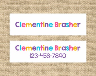 Skinny Waterproof Name Stickers - Personalized Name Labels - Labels for School Supplies - 028