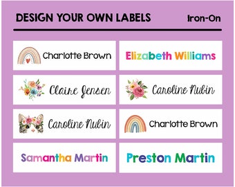  Iron on Name Labels for Clothing (50), Personalized and  Waterproof Kids Name Tags (1.2” x 0.5”), Perfect for School, Daycare and  Camp - White : Office Products