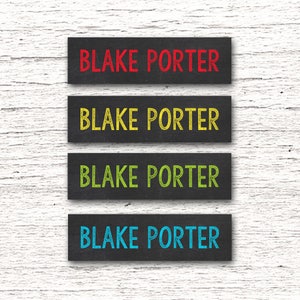 Skinny Waterproof Name Stickers- Daycare Labels- School Supply Labels - Boy Chalkboard