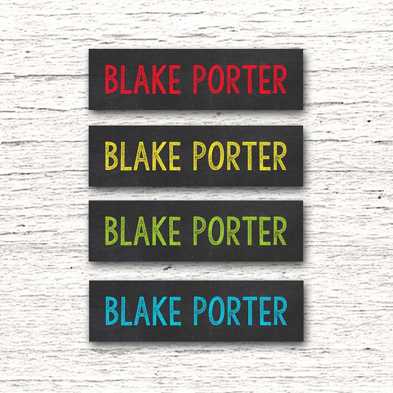 Skinny Waterproof Name Stickers - Name Labels - Daycare Labels - School Supply Labels - Boy Chalkboard 