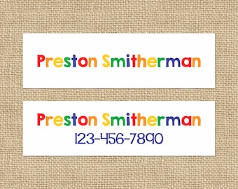 Skinny Waterproof Name Stickers - Waterproof  - Personalized Name Labels - Labels for School Supplies  -  025