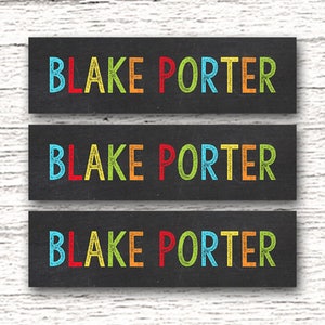 Sticker Labels Variety Pack | Skinny Circle Labels, Iron on Labels, Waterproof Decals for School Daycare and Camp | Boy Chalkboard 003
