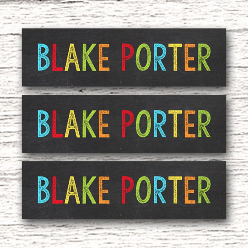 Skinny Waterproof Name Stickers Personalized Name Labels Labels for School Supplies Boy Chalkboard 003 image 1