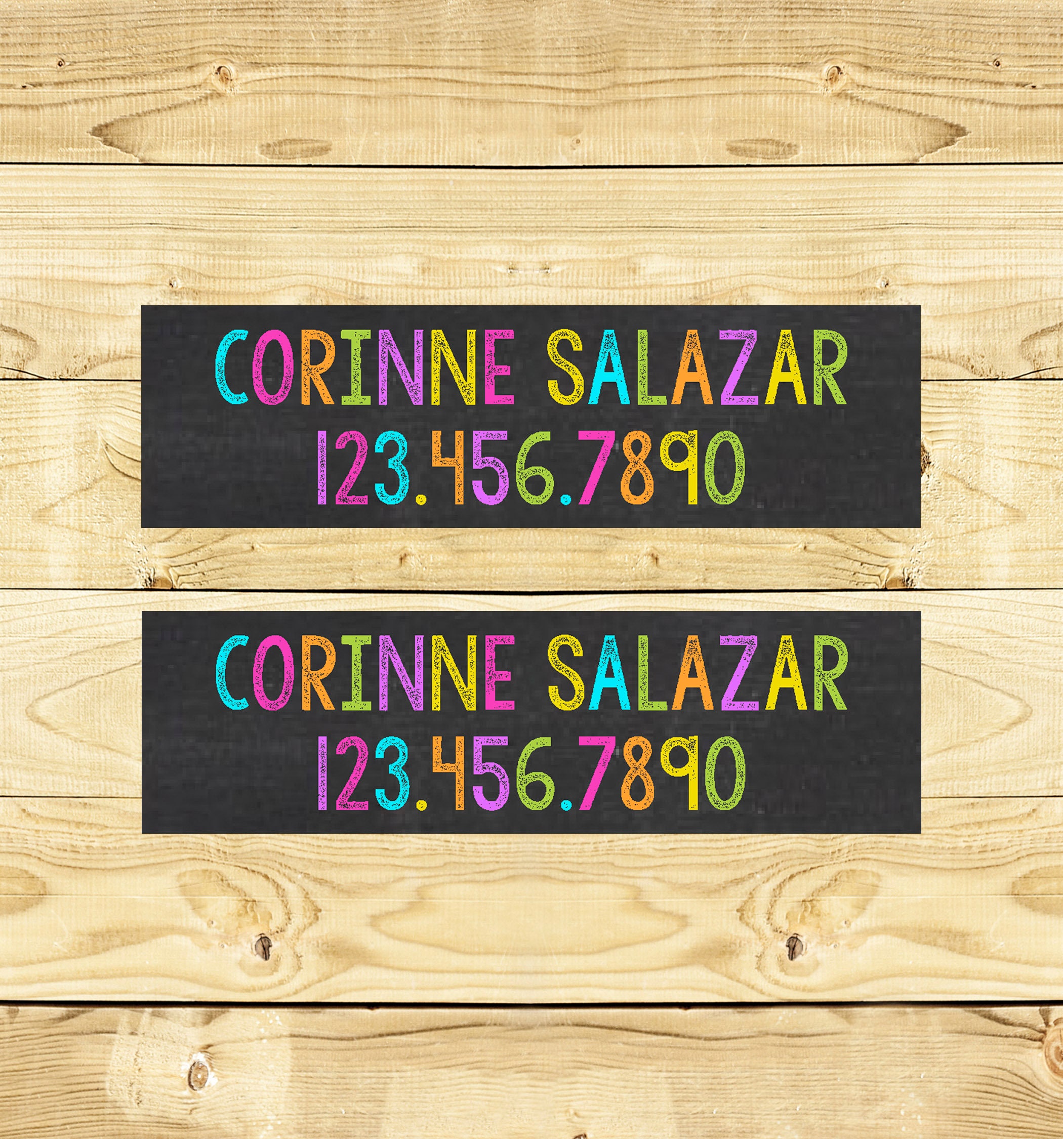 Iron on Name Labels - Customized Clothing Labels for Daycare School Camps Nursing Home - Chalkboard 003 w/ Phone number