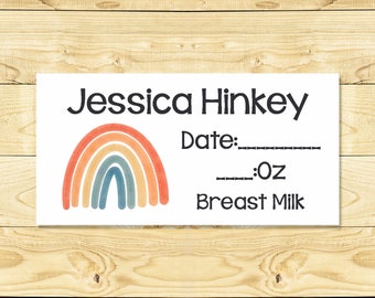 Verwijderbare etiketten voor babyflessen - Gepersonaliseerde dagelijkse datumetiketten voor moedermelk voor de kinderopvang - Eenmalig gebruik - Rainbow 001