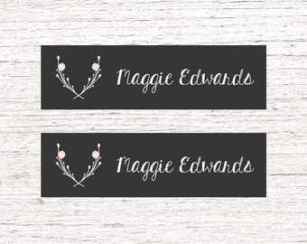 Skinny Waterproof Name Stickers - Daycare Labels - School Supply Labels - Boho 003