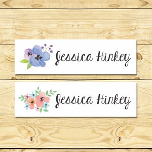 Iron on Name Labels - Customized Clothing Labels for Daycare  School Camps Nursing Home - Watercolor Flowers 0022