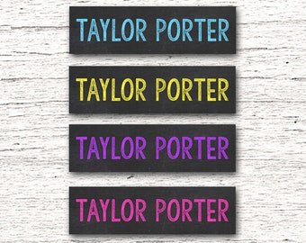 Skinny Waterproof Name Stickers - Waterproof  - Personalized Name Labels - Labels for School Supplies - Girl Chalkboard