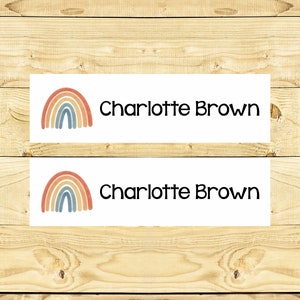 Iron on Name Labels - Customized Clothing Labels for Daycare  School Camps Nursing Home -  Watercolor Rainbow