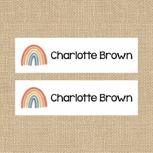 Sticker Labels Variety Pack | Skinny Circle Labels, Iron on Labels, Waterproof Decals for School Daycare and Camp | WatercolorRainbow