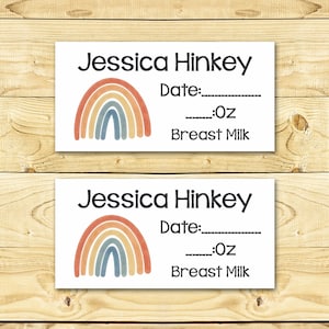 Removable Baby Bottle Labels - Personalized breast milk daily date labels for daycare - Single-Use - Rainbow 001