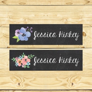 Iron on Name Labels - Customized Clothing Labels for Daycare  School Camps Nursing Home -  Watercolor Flowers 002