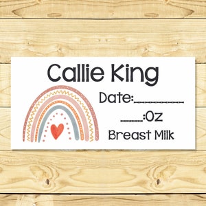 Removable Baby Bottle Labels - Personalized breast milk daily date labels for daycare - Single-Use -  Rainbow 004