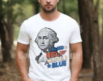 George Washington Patriotic PNG, 4th of July Design (Digital Download)
