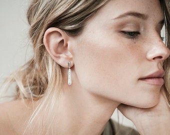 Biwa pearl earrings - Long pearl earrings - Sterling silver