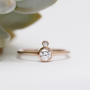 Double diamonds ring - Rose gold - Wedding ring