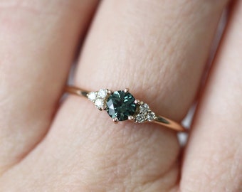 Australian sapphire + diamonds ring - Wedding ring