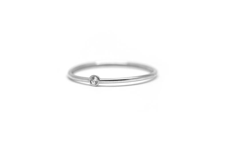Tiny solitaire ring White gold wedding ring Little diamond ring image 7
