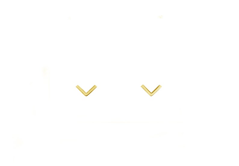 Small brushed v 10k or 14k yellow solid gold Small polished arrows Small yellow solid gold chevron earrings