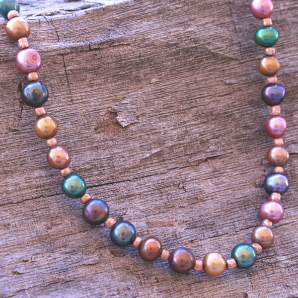 Freshwater Pearl Necklace, Pastel Multicolored Pearl Jewelry , Handmade Genuine Pearl Necklace, Pearl Strand Necklace, Handmade Jewelry