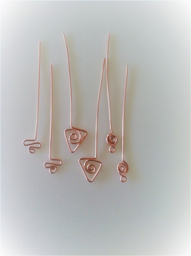 Handmade Bare Copper Head Pins, Copper Wire Wrapped Fancy Head Pins