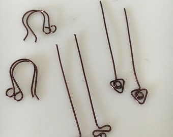 Handmade Head Pins Jewelry Supplies Findings Earrings DIY Kit Brown Copper Earwires