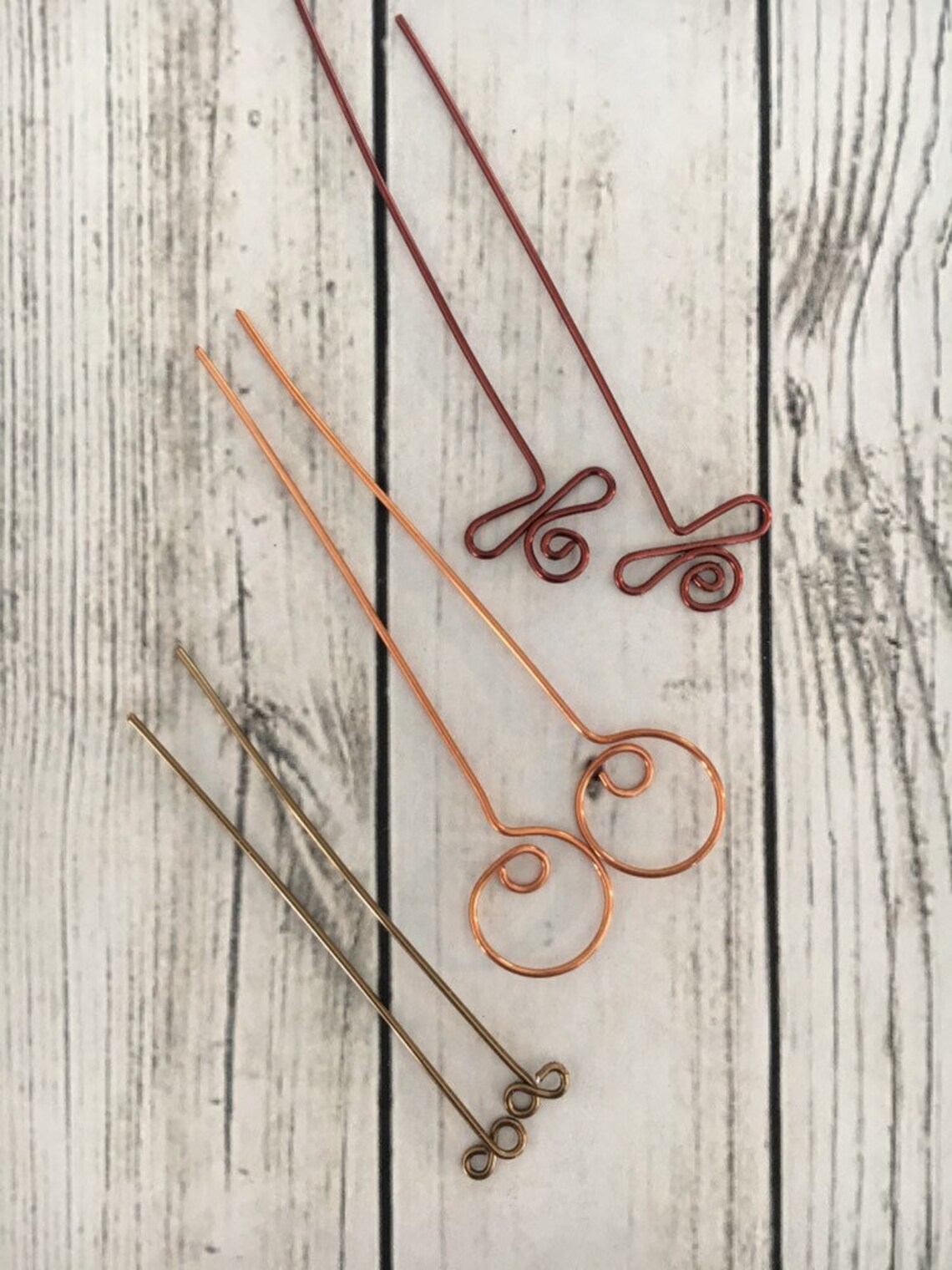 Handmade Mixed Metal Copper Head Pins Copper Wire Wrapped Etsy