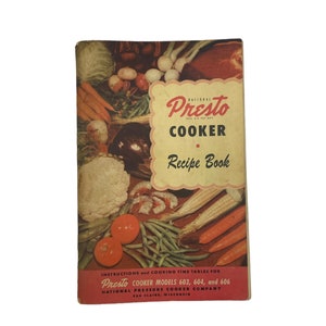 Vintage 1940s Product Cookbook, 1949 Presto Cooker Recipe Book, Instruction Manual for Presto Cookware, 40s Kitchen Decor, How To Manual