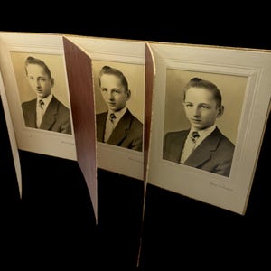 Vintage 1920s 1930s Photographs, Studio Portrait, Young Man in a Suit, Presentation Folder, Three Identical Photos, Black and White