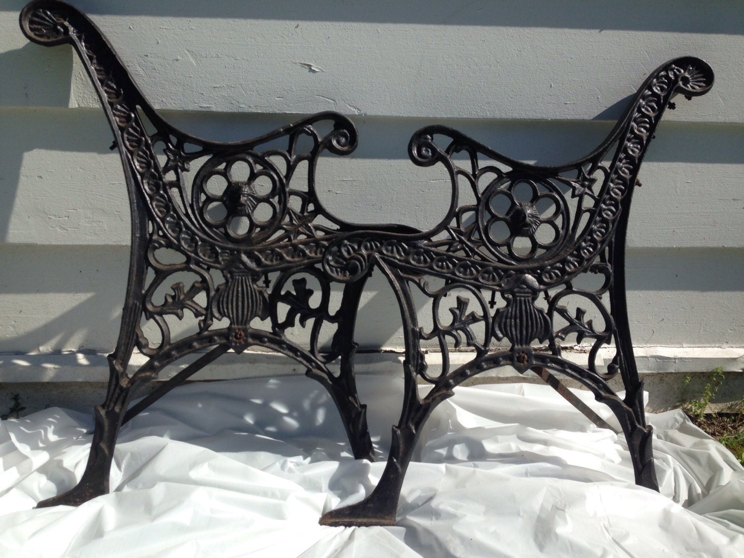 Antique Cast Iron Bench LegsOrnateBlackBench Etsy