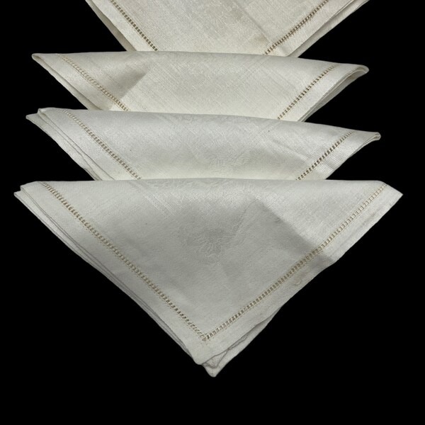 Old White Damask Napkins Etsy