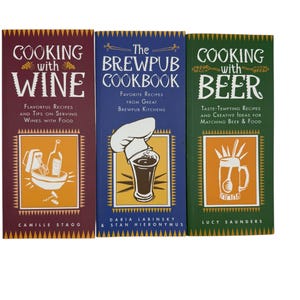Vintage 90s Cookbook Set, 3 Cook Books, Cooking with Beer, Cooking with Wine, Brewpub Cookbook, Time-Life Books, First Printing, Softcover