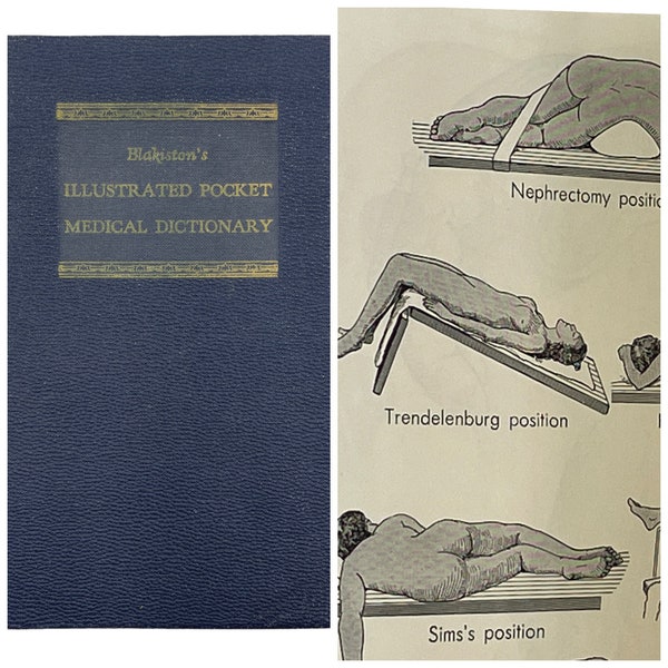 Vintage 1950s Blakiston's Illustrated Pocket Medical Dictionary, 1952, 60 Illustrations, Anatomical Drawings, Medical Terms, Library