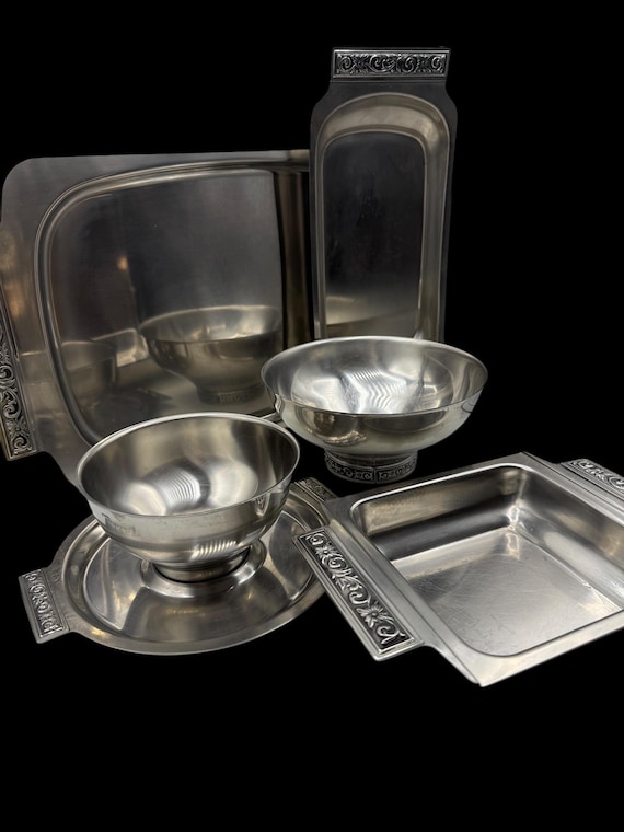Vintage Colorful Serving Tray | 1960s Retro Snack Dish Set  Vintage Mid-Century Modern Serving Set ~ 1960’s main image 1