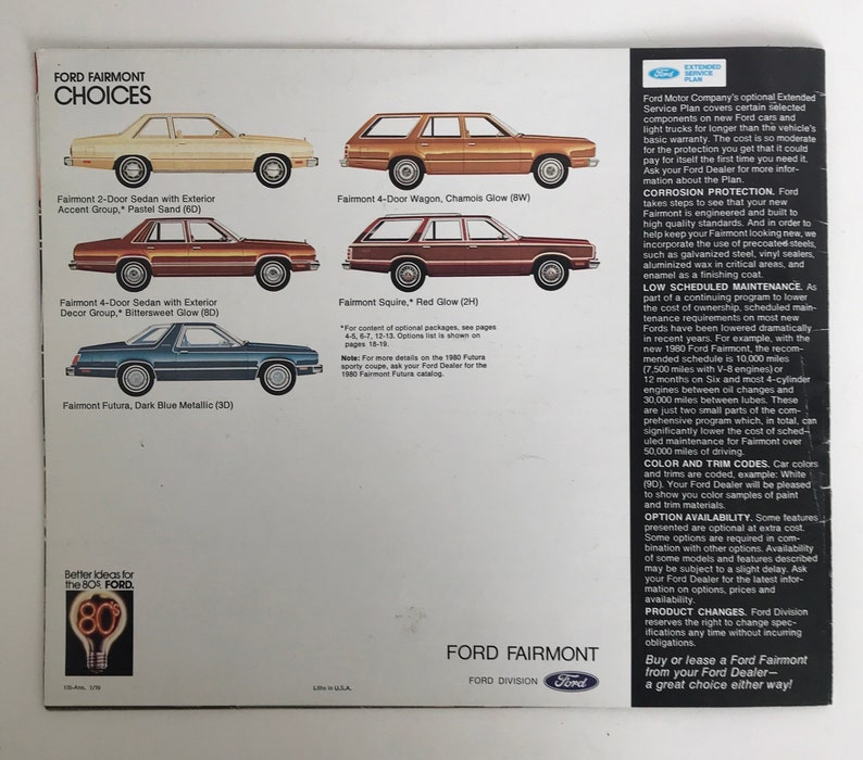 1980 Ford Fairmont Car Dealer Brochure 1980s Auto Vintage Car Etsy
