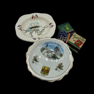 Vintage Quebec Souvenir Ashtrays: St Lawrence Seaway & Oratory, Made in England
