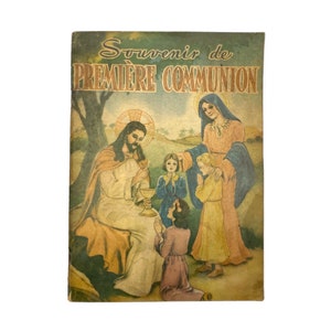 Vintage 1940s Religious Book, 1944 First Communion , Souvenir de Premier Communion, French Language, Catholic Memorabilia, Christian Gifts