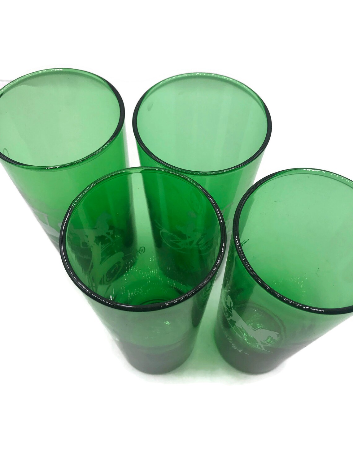 Vintage Forest Green Glass Tumbler Set Gay Anchor Etsy