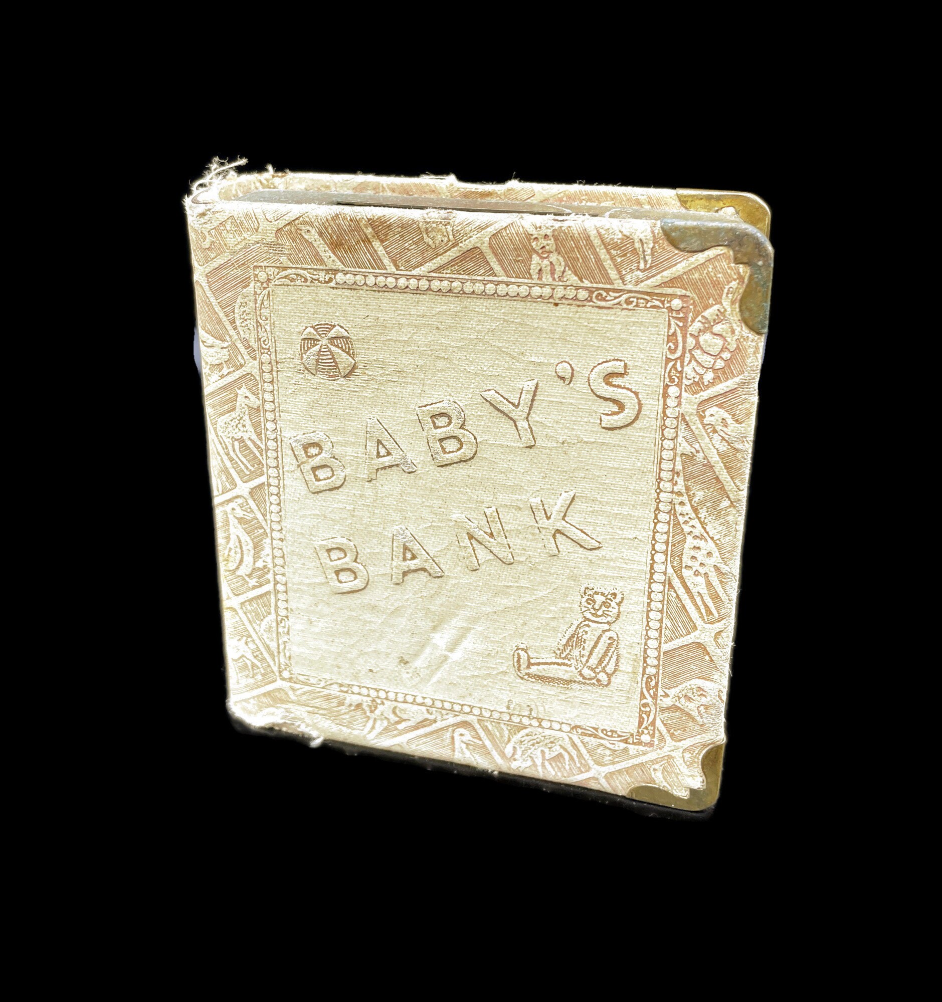 Vintage 1930s Baby Bank: Zell Products Embossed Book-shaped Coin