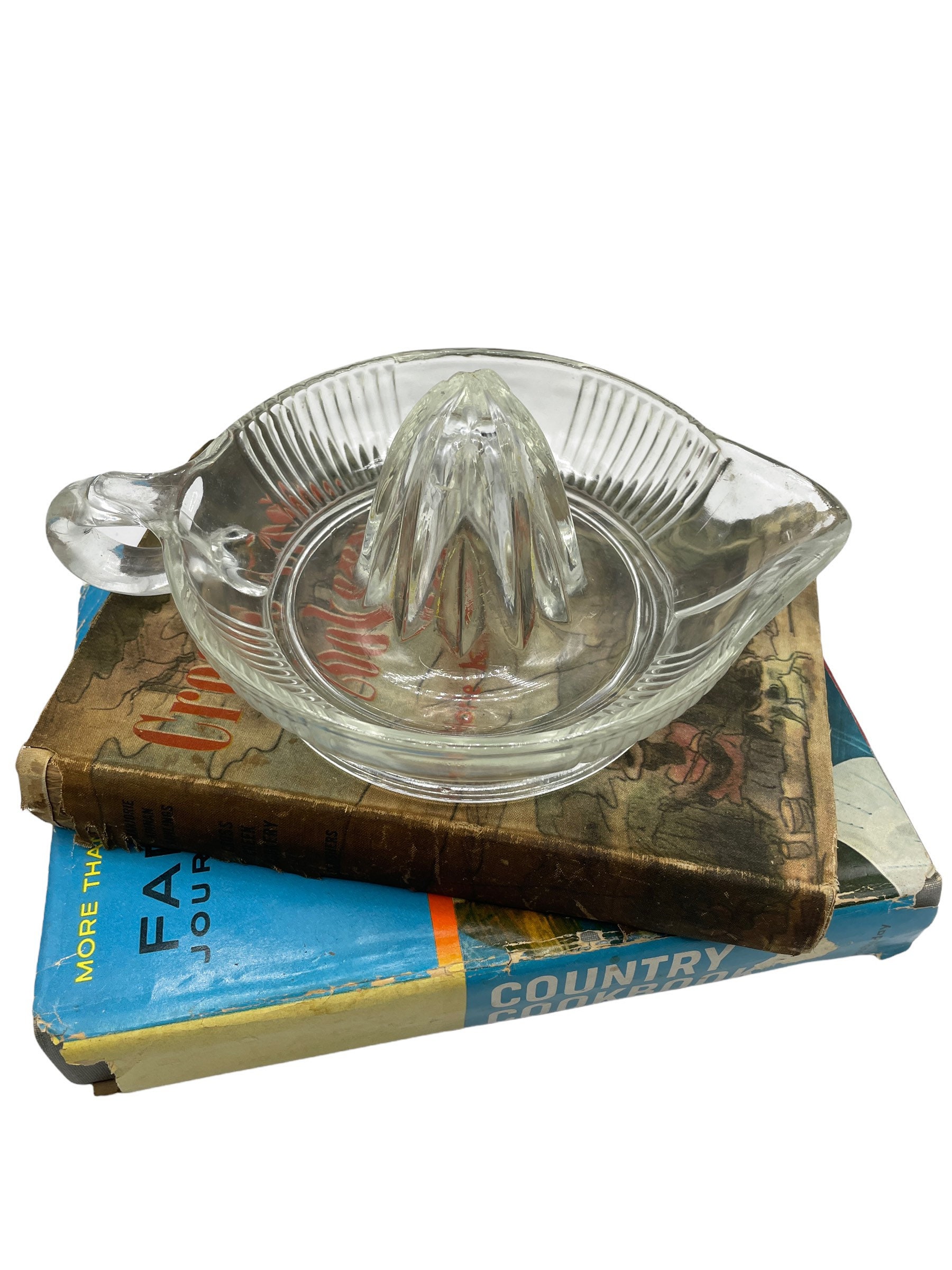 Presse-agrumes Vintage En Verre Transparent - Style Cottage Core, Ferme, Cannelé