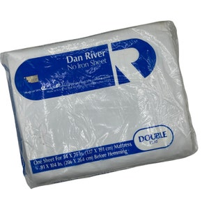 Vintage Dan River Full Flat Sheet: White No Iron, NOS (81x104)