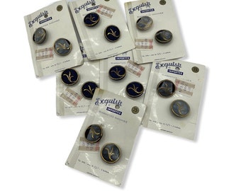 Vintage  Exquisit Blue Buttons, Round Faux Stone Buttons, New Old Stock, Carded,  Buttons, Sewing Notions, Seamstress, 14 Button Lot