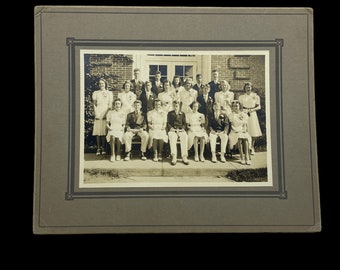 Vintage 1930s Class Photo: Black and White Mounted School Portrait