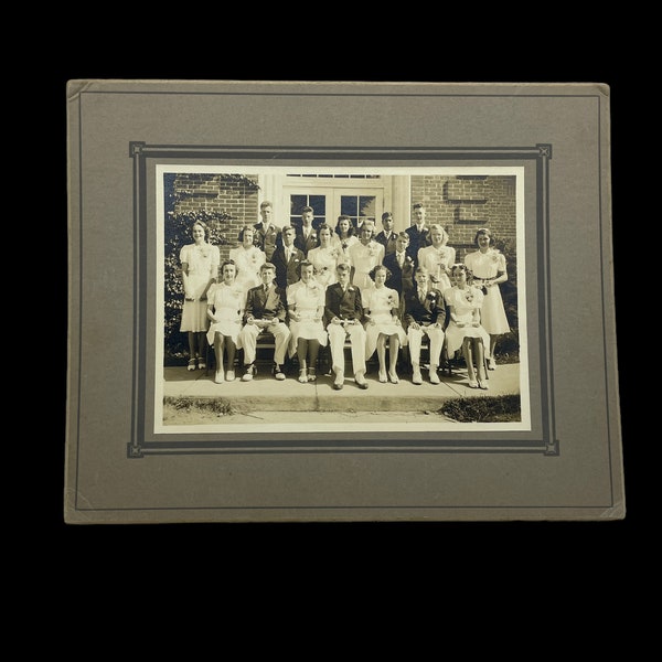 Vintage 1930s Class Photographs, Black and White Mounted School Photo, 30s Wall Decor, High School Memorabilia