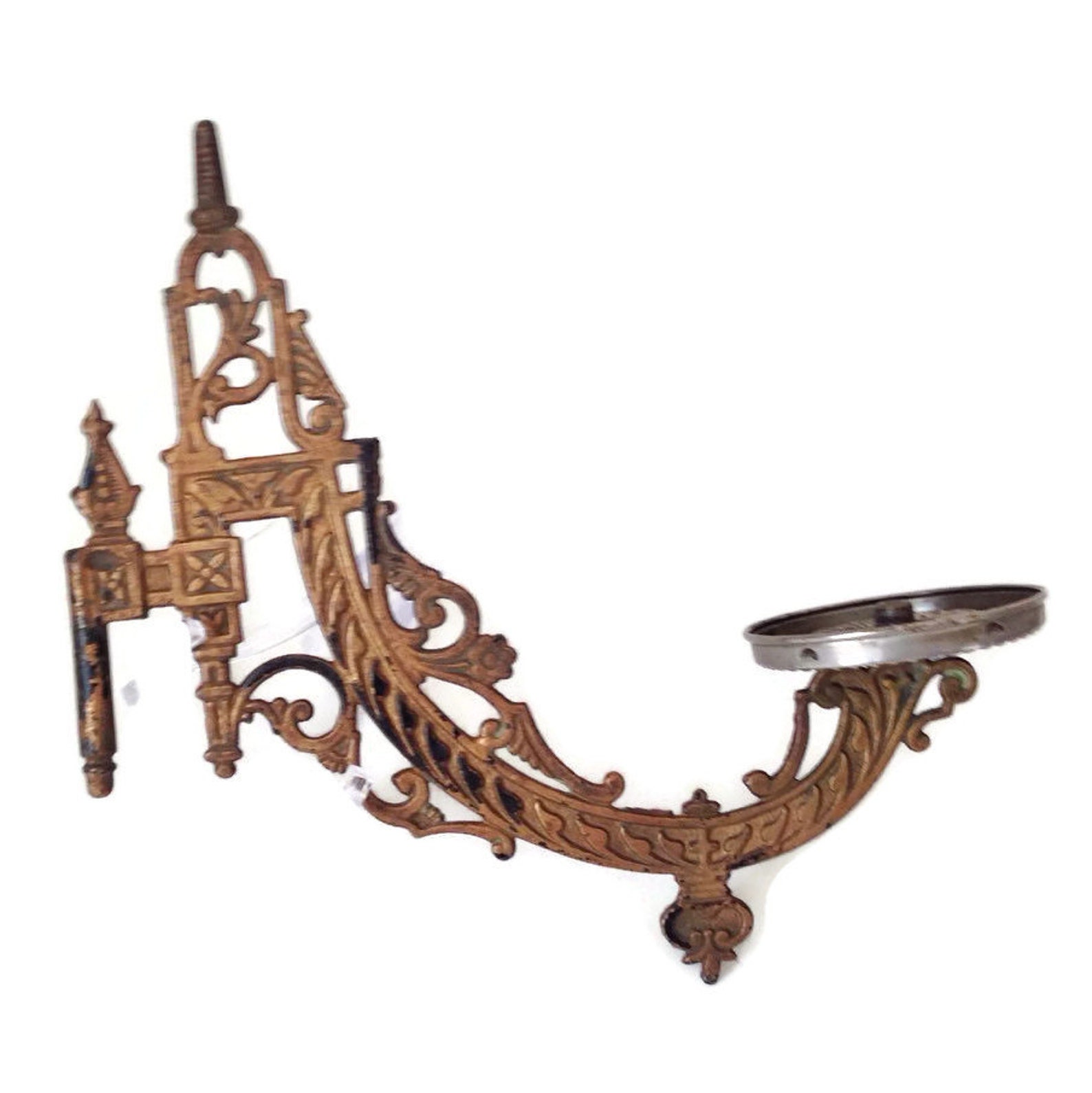 Antique Oil Lamp Holder Cast Iron Victorian Wall Mount Wall Etsy